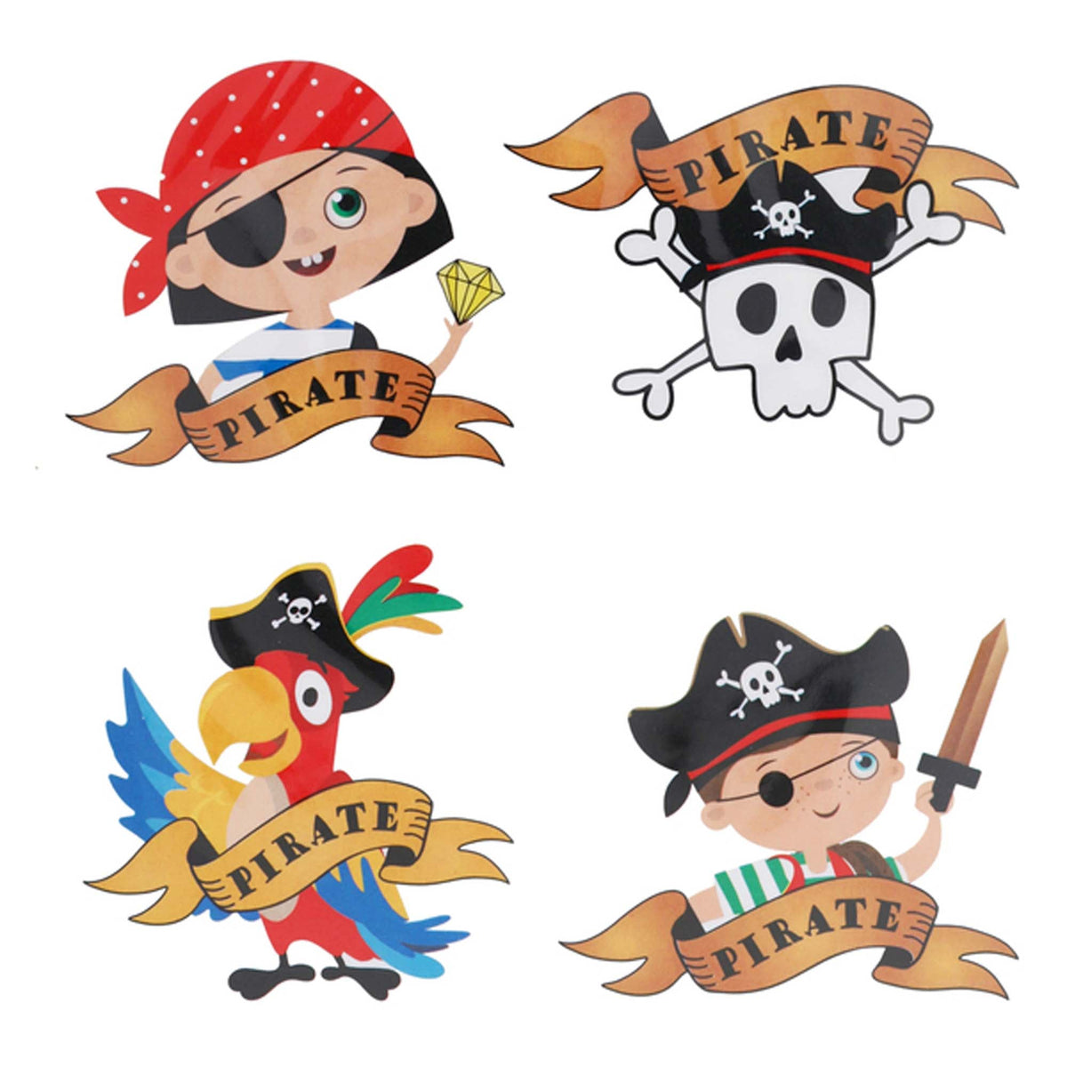 SANTEX Kids Birthday Ahoy Pirate Birthday Sticker Sheets, 16 Count