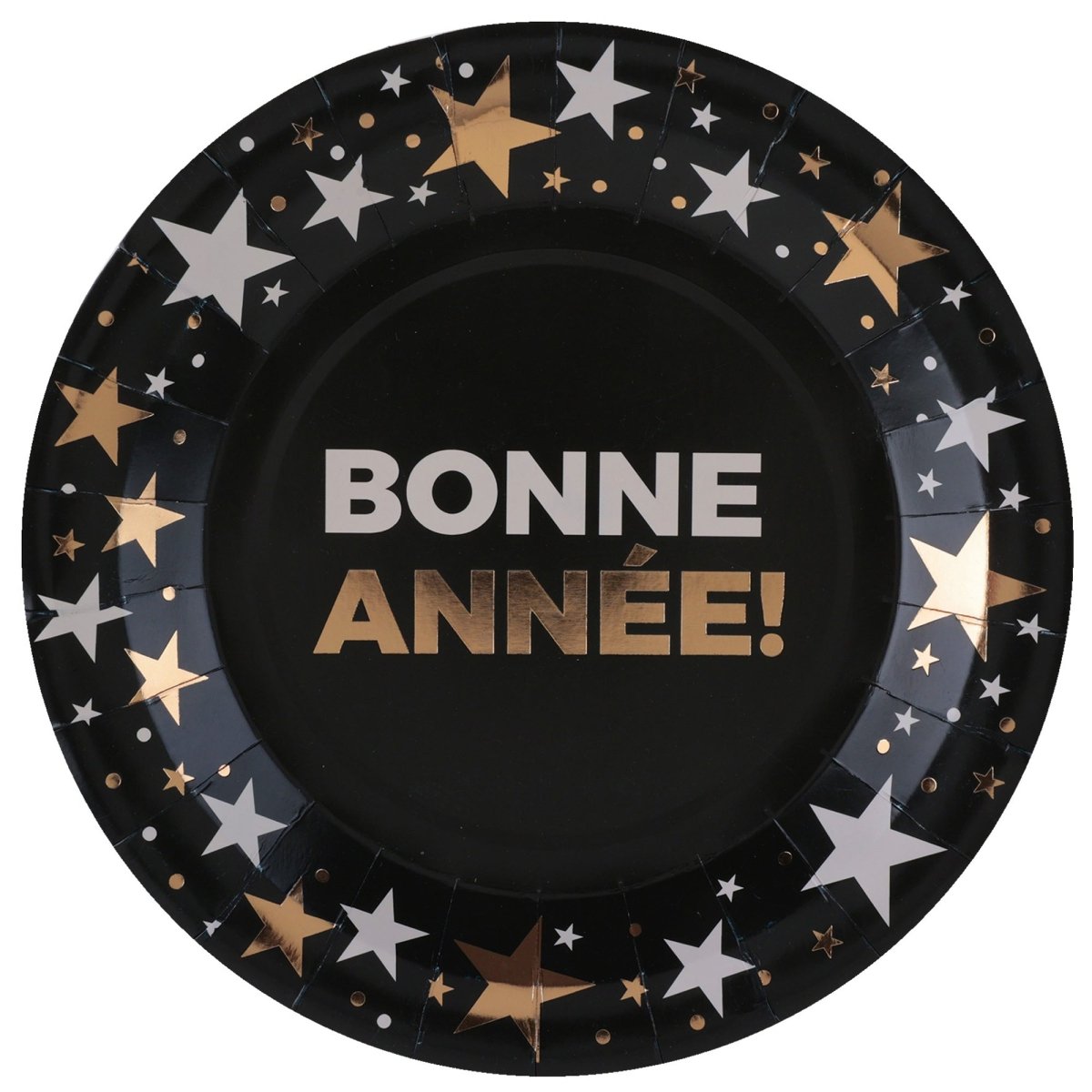 SANTEX New Year "Bonne Année" Champagne Large Lunch Paper Plates, 9 Inches, 10 Count 3660380114895