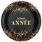 SANTEX New Year "Bonne Année" Large Round Lunch Paper Plates, 9 Inches, 10 Count