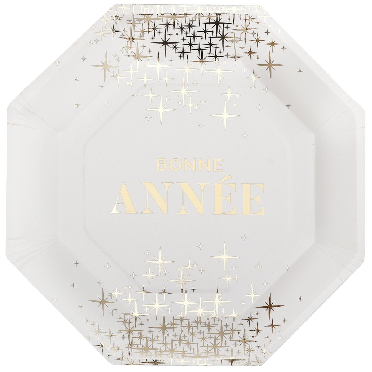 SANTEX New Year Glittering "Bonne Année" Large Lunch Paper Plates, 9 Inches, 10 Count 3660380115687