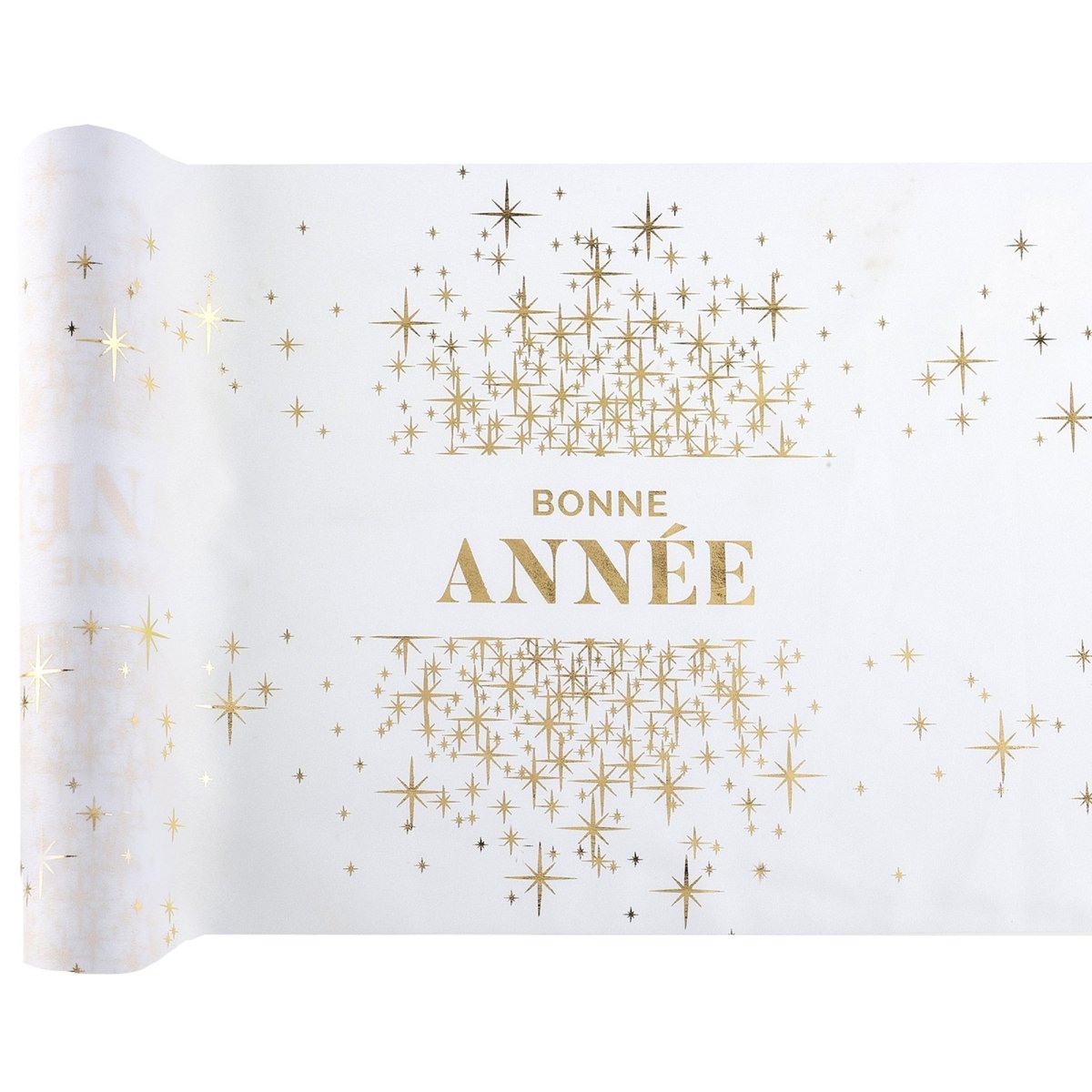 SANTEX New Year Glittering "Bonne Année" Table Runner, 196 Inches, 1 Count 3660380115663