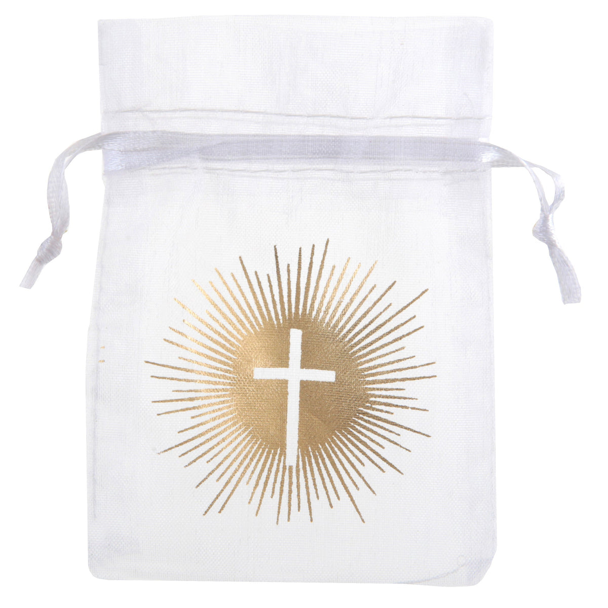 SANTEX Religious Communion White Small Organza Bags, 6 Count