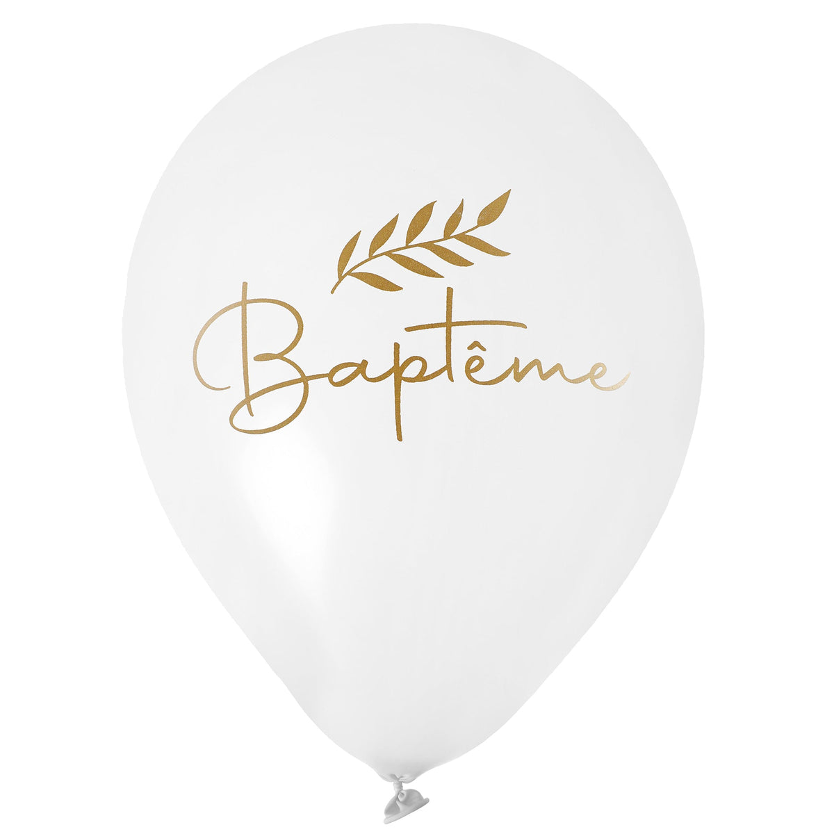 SANTEX Religious Floral Baptism "Baptême" Latex Balloons, White and Gold, 12 Inches, 6 Count