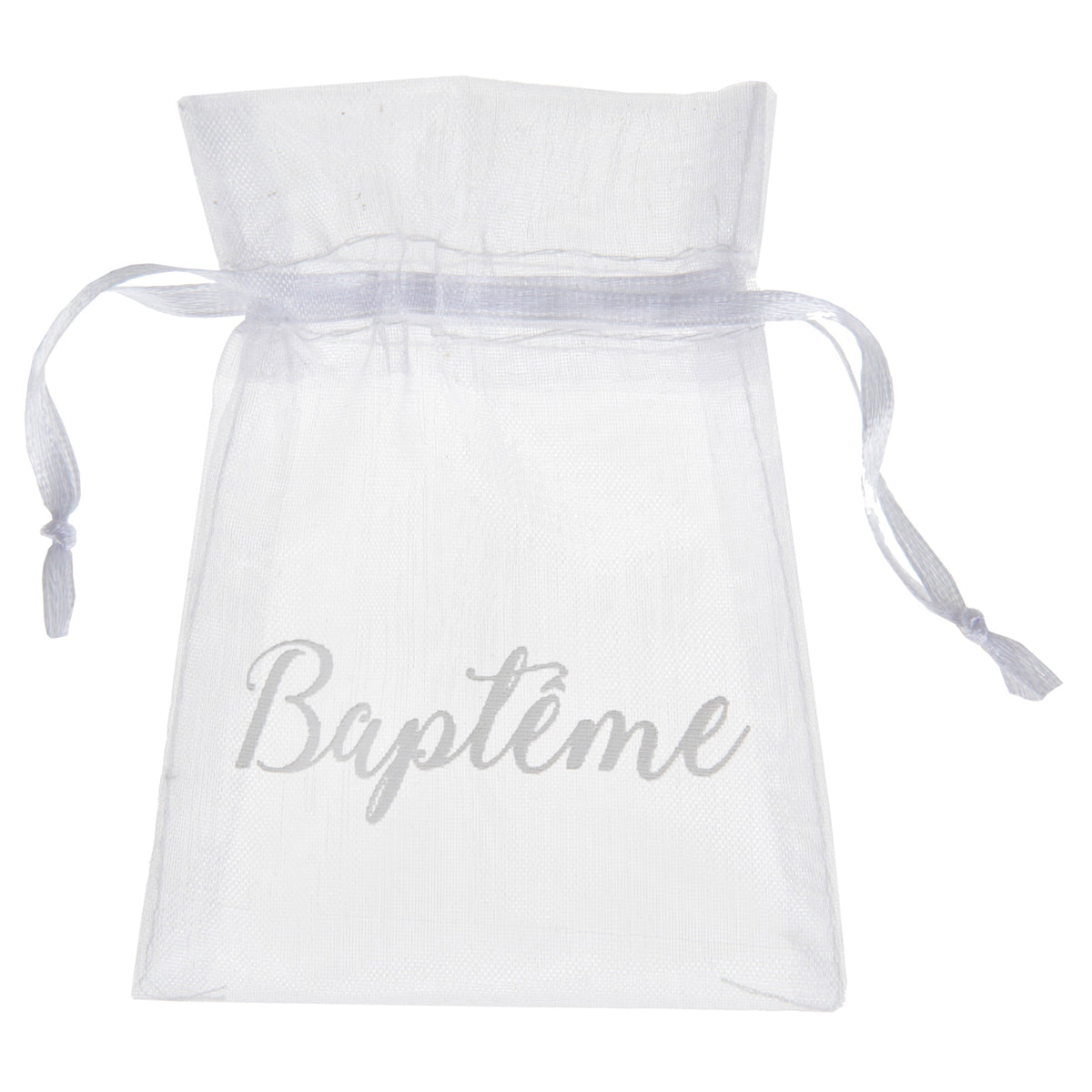 SANTEX Religious Floral Baptism White "Baptême" Small Organza Bags, 6 Count