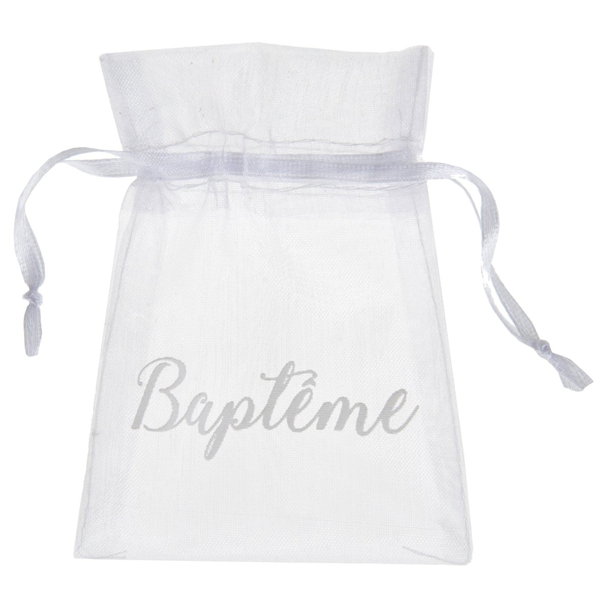 SANTEX Religious Floral Baptism White "Baptême" Small Organza Bags, 6 Count