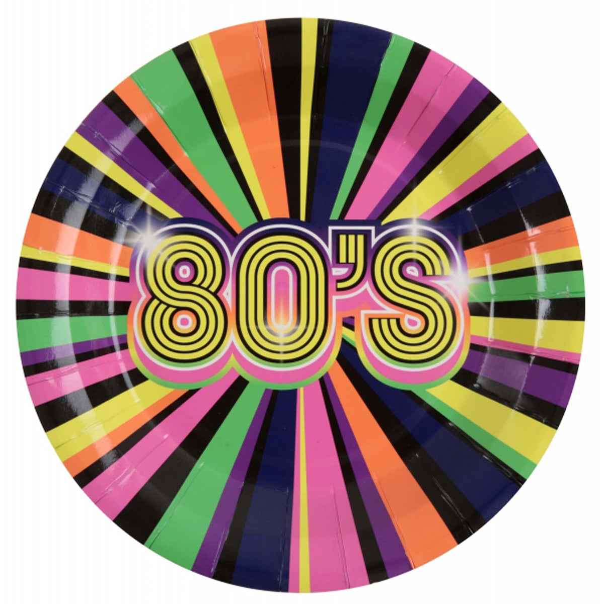 SANTEX Theme Party 80s Party Large Round Lunch Paper Plates, 9 Inches, 10 Count 3660380054467