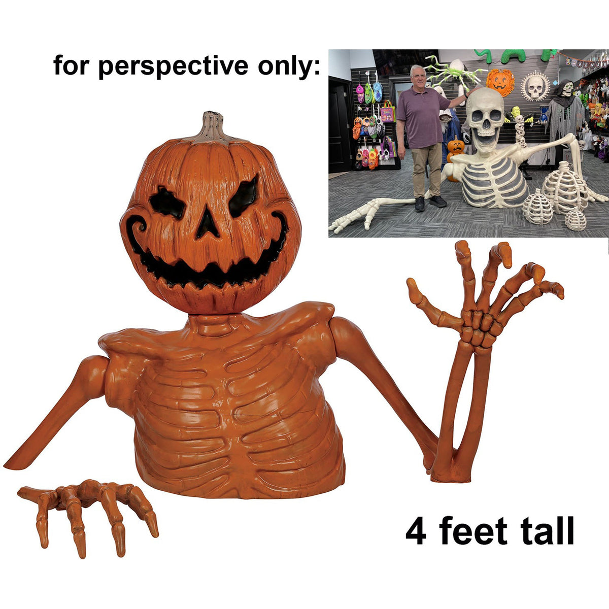 SEASONS HK USA INC Halloween Pumpkin Skeleton Deluxe GroundBreaker, 48 Inches, 1 Count 190842844235