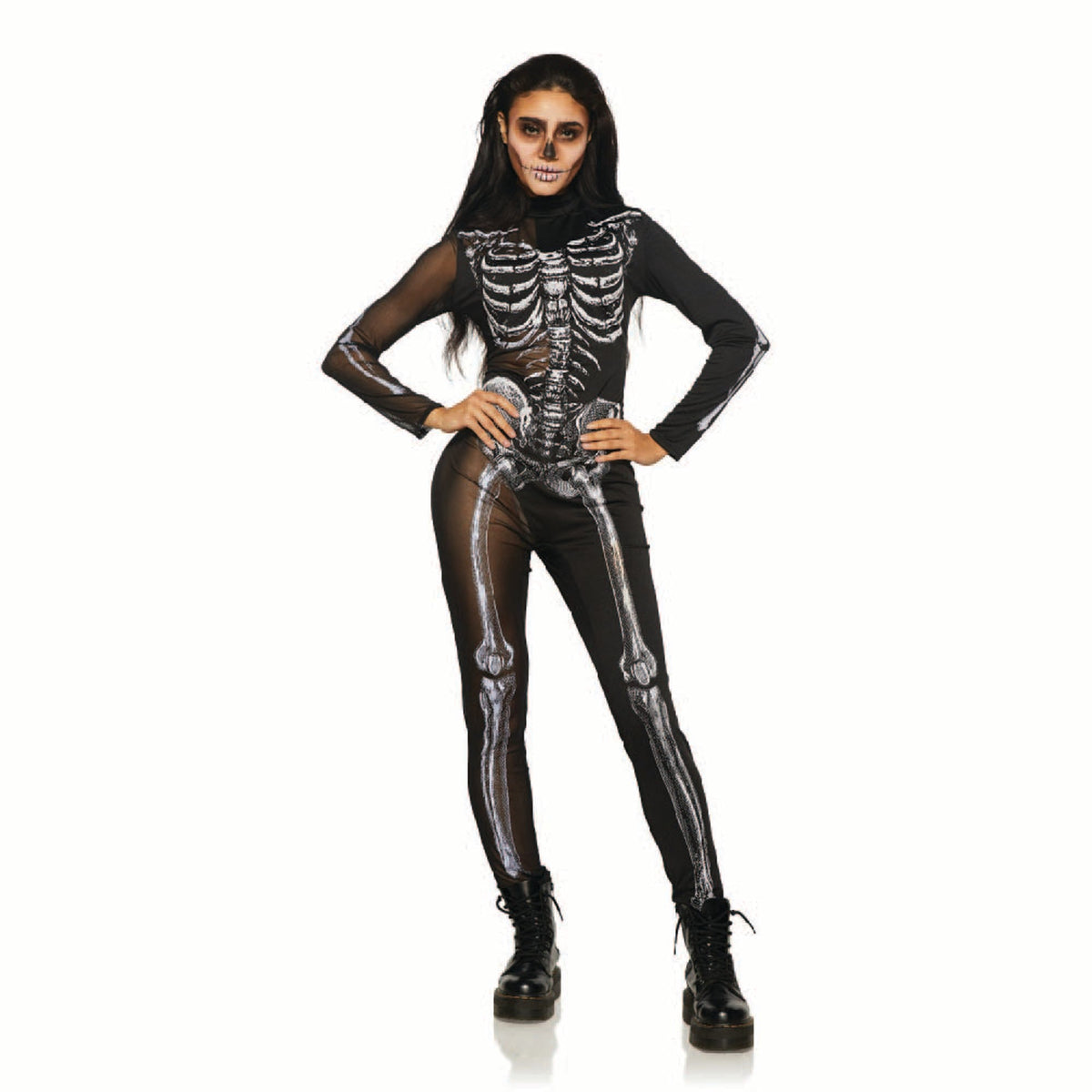 Seeing Red Inc. Costumes Skeleton Catsuit Costume for Adults, Black Bodysuit