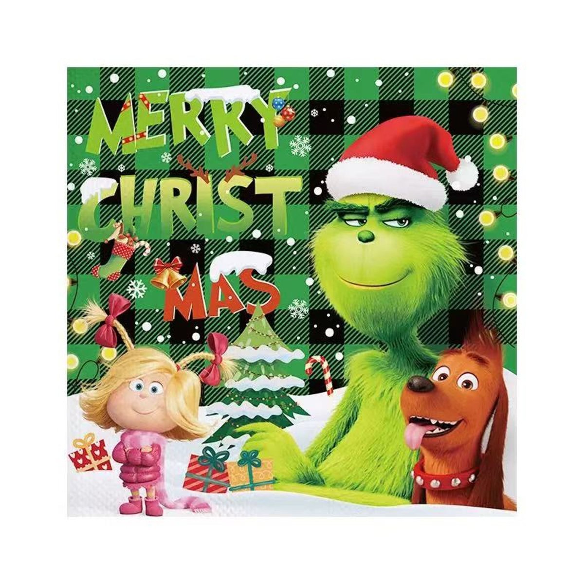 Shaoxing Keqiao Chengyou Textile Co.,Ltd Christmas Grinch Large Lunch Napkins, 20 Count 840482505262