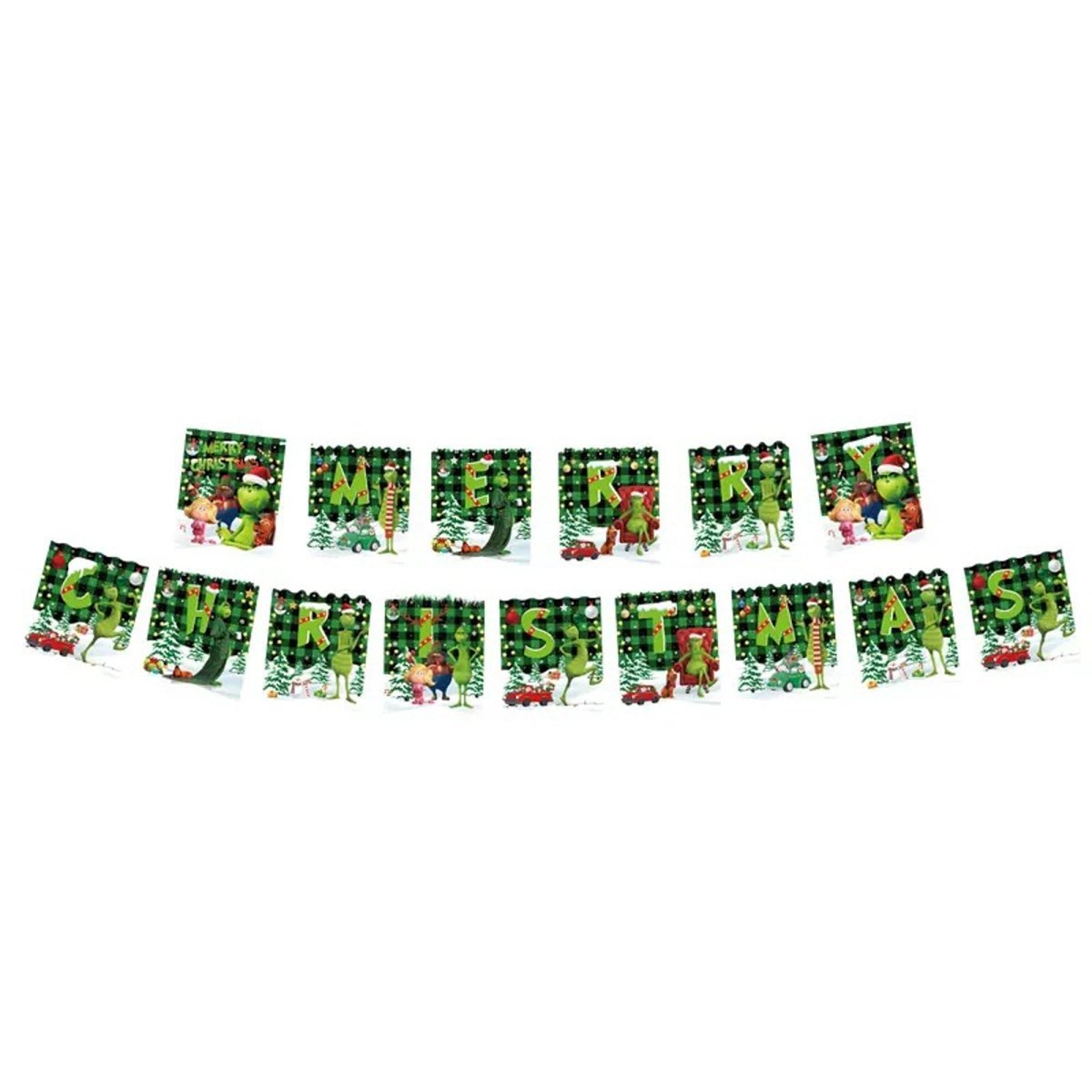 Shaoxing Keqiao Chengyou Textile Co.,Ltd Christmas Grinch Merry Christmas Banner, 1 Count 840482505187