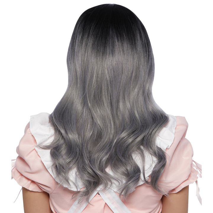 Shaoxing Keqiao Chengyou Textile Co.,Ltd Costumes Accessories Sakaki Black and Grey Wavy Mid Length Wig for Adults