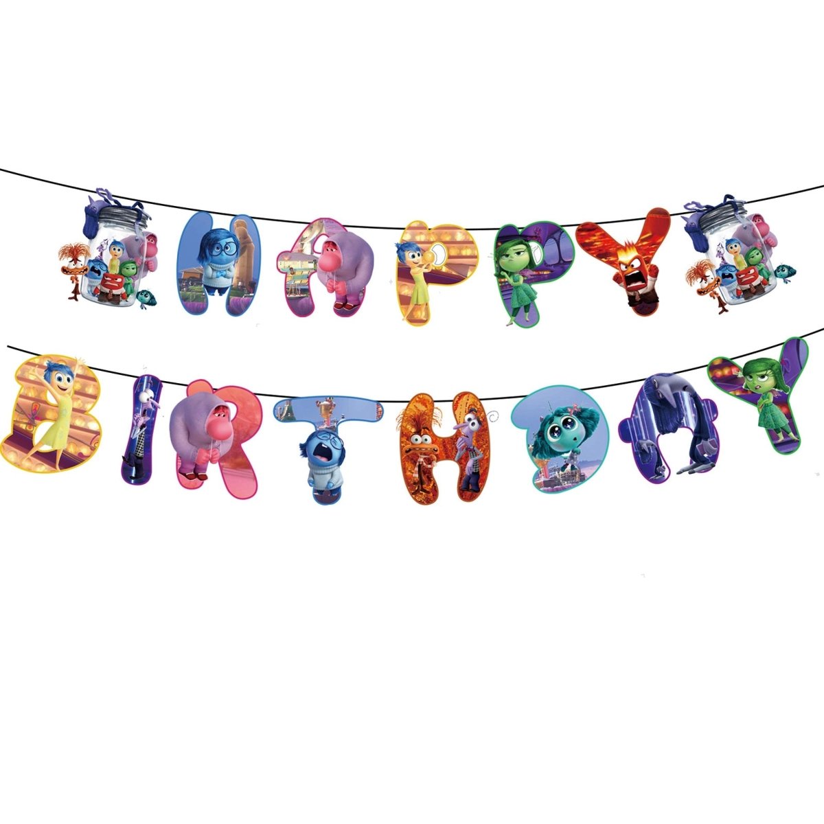 Shaoxing Keqiao Chengyou Textile Co.,Ltd Kids Birthday Inside Out 2 Happy Birthday Letter Paper Banner, 1 Count 810120717562