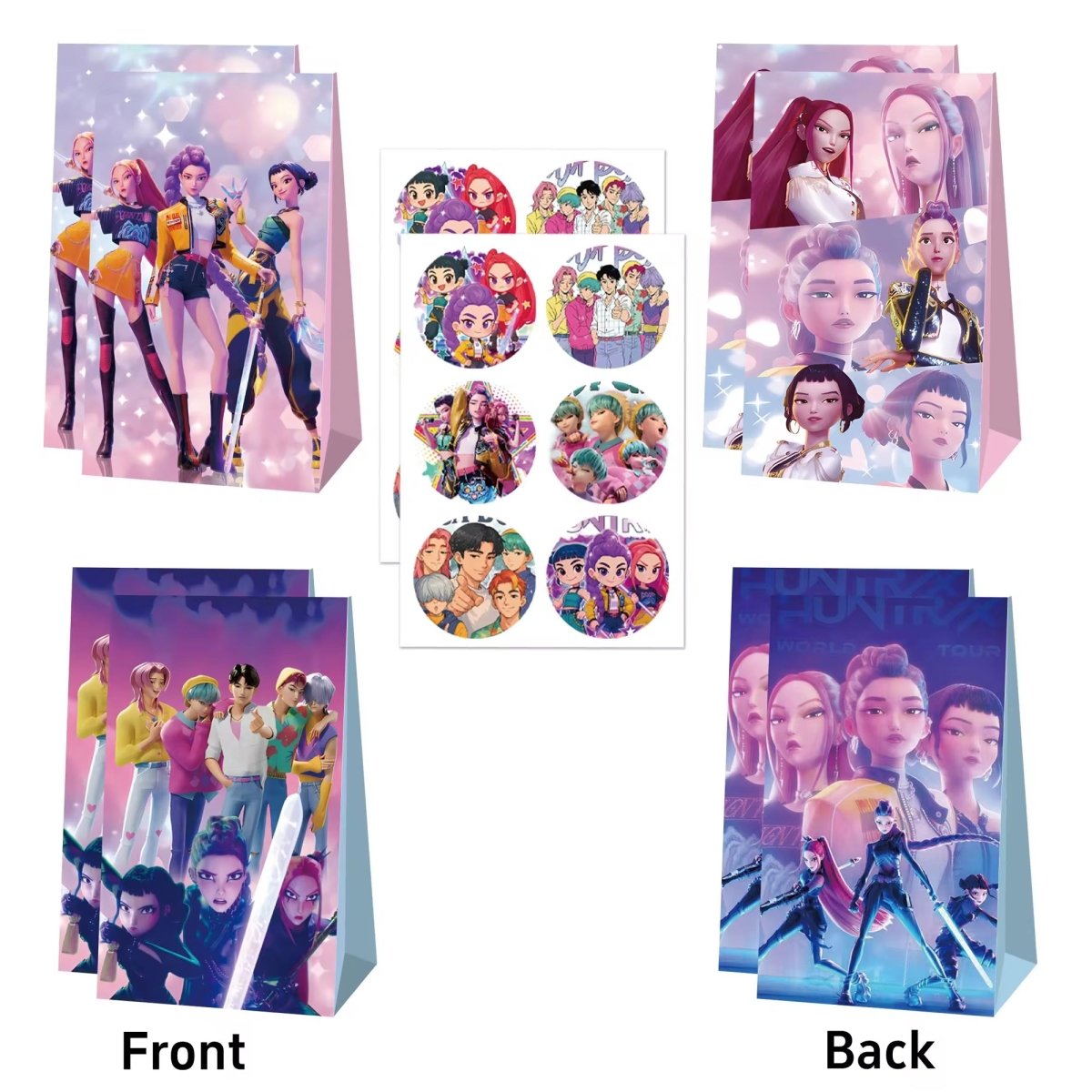 Shaoxing Keqiao Chengyou Textile Co.,Ltd Kids Birthday Kpop Anime Birthday Paper Favour Bags, Demon Hunter Inspired Pop Signer, 8 Count 840482507617