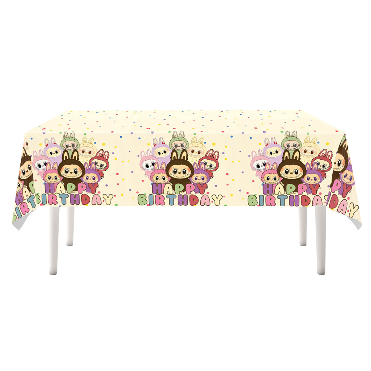 Shaoxing Keqiao Chengyou Textile Co.,Ltd Kids Birthday Lafufu Rectangular Plastic Table Cover, 43 x 71 Inches, 1 Count 840482507174