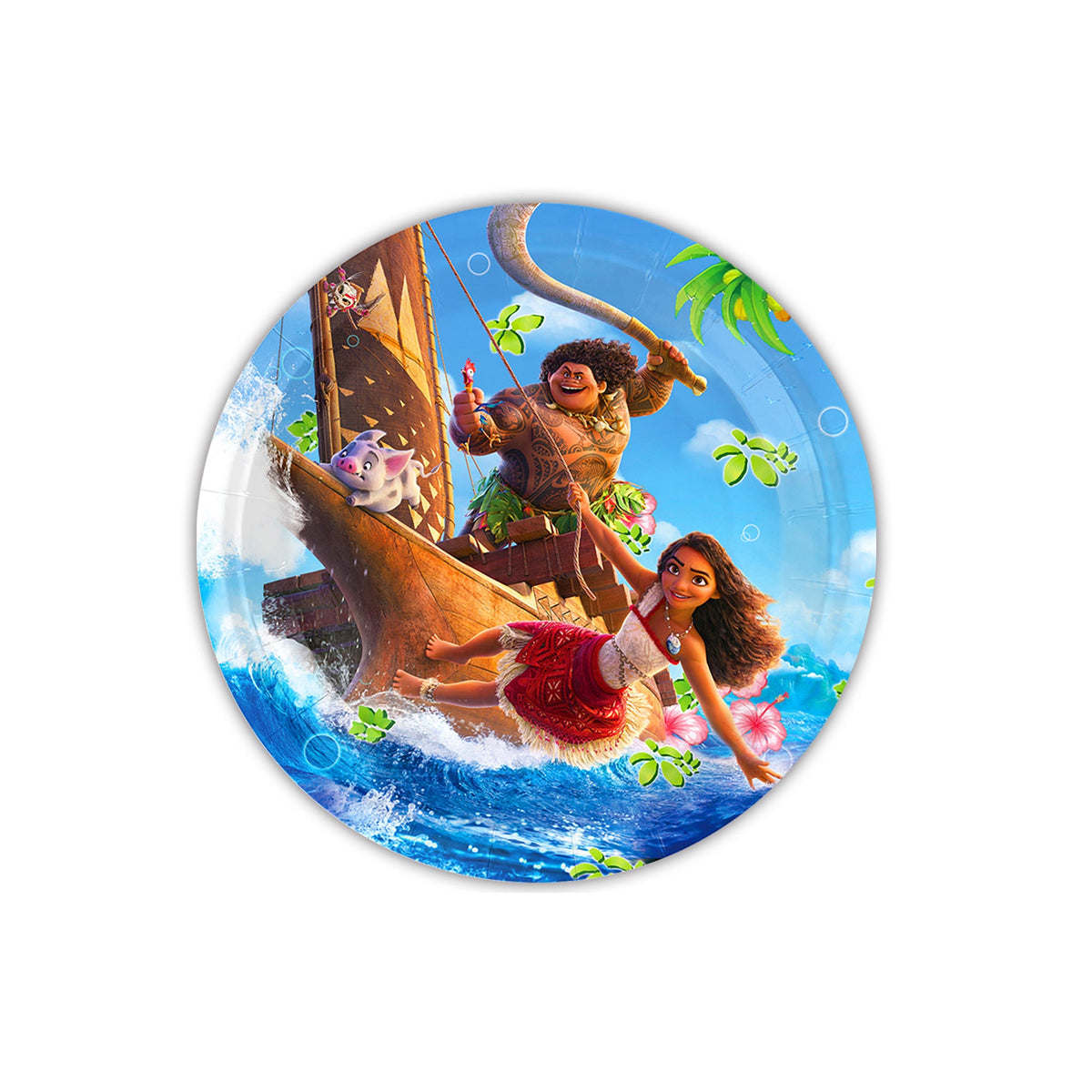 Shaoxing Keqiao Chengyou Textile Co.,Ltd Kids Birthday Moana Birthday Large Round Lunch Paper Plates, 9 Inches, 10 Count 840482505255