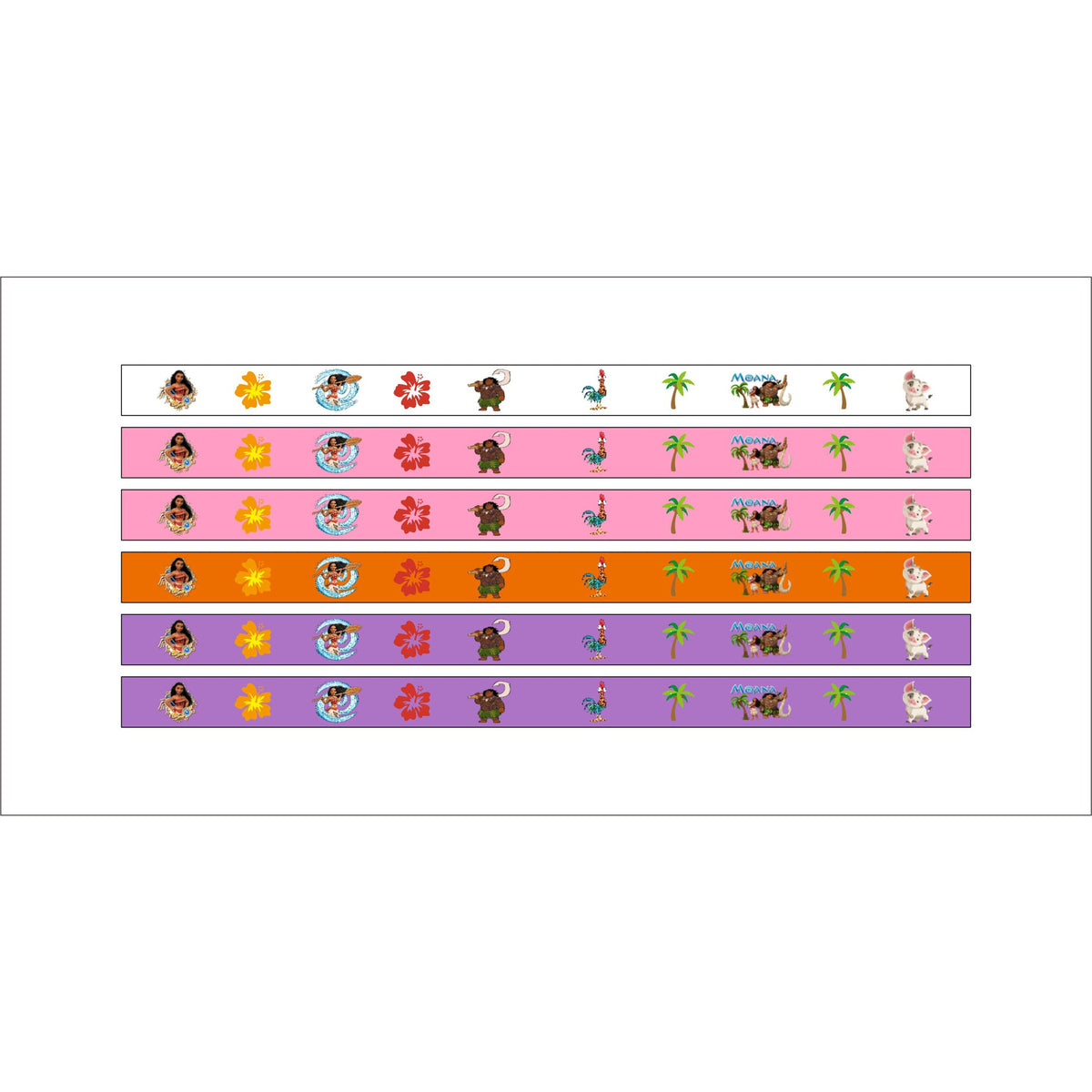 Shaoxing Keqiao Chengyou Textile Co.,Ltd Kids Birthday Moana Birthday Rubber Bracelets, 6 Count 840482505354