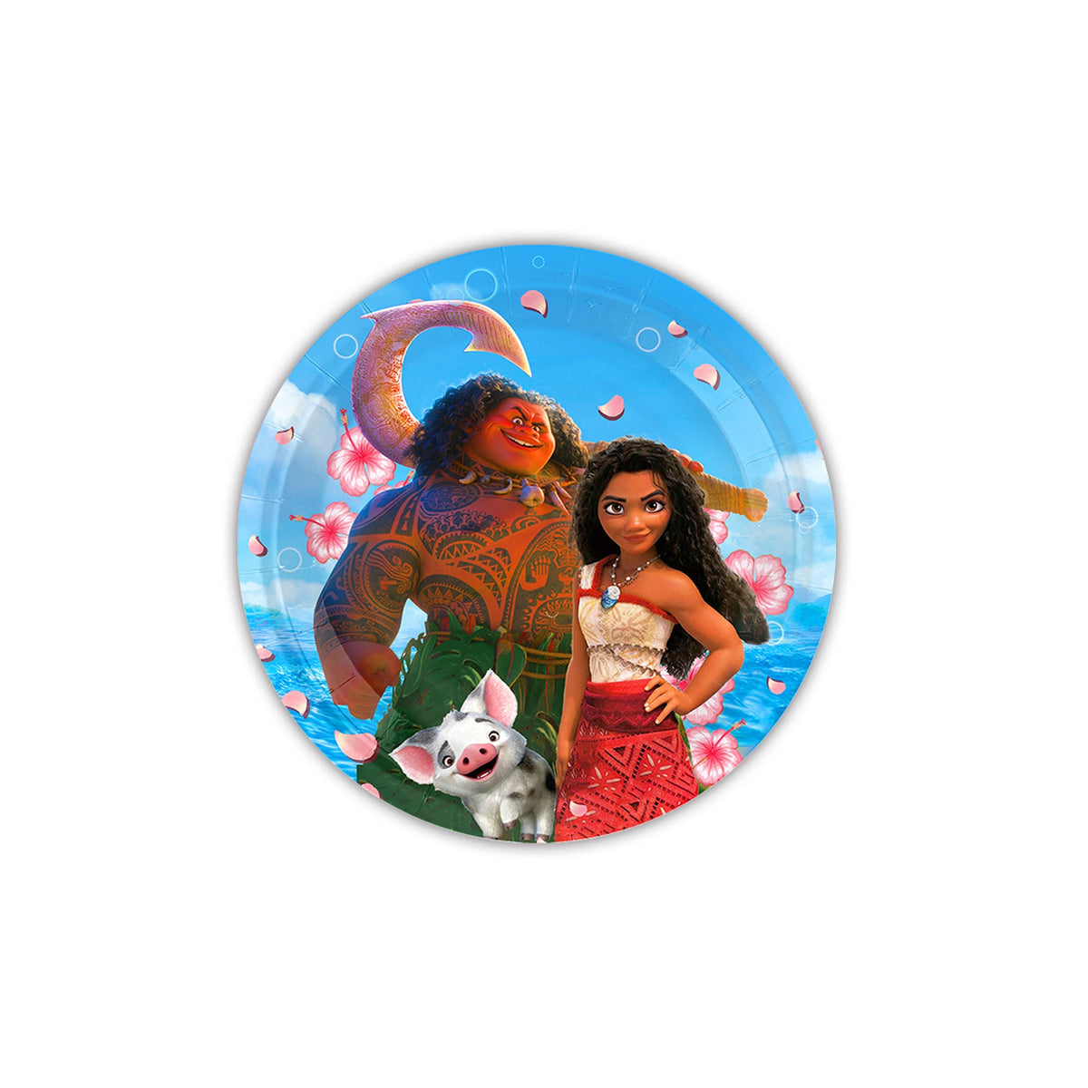 Shaoxing Keqiao Chengyou Textile Co.,Ltd Kids Birthday Moana Birthday Small Round Dessert Paper Plates, 7 Inches, 10 Count 840482505248