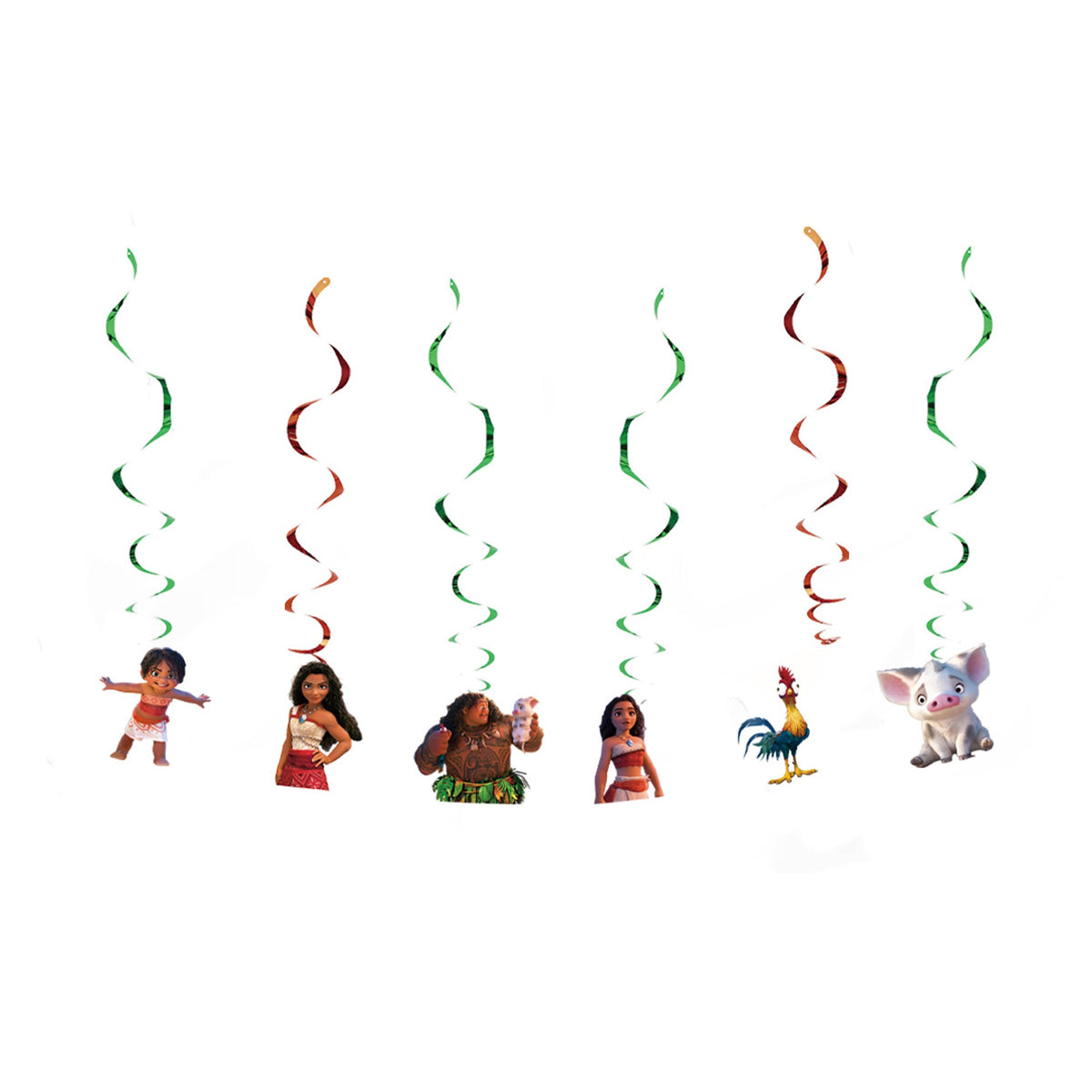 Shaoxing Keqiao Chengyou Textile Co.,Ltd Kids Birthday Moana Birthday Spiral Decoration Kit with Cutouts, 6 Count 840482505323