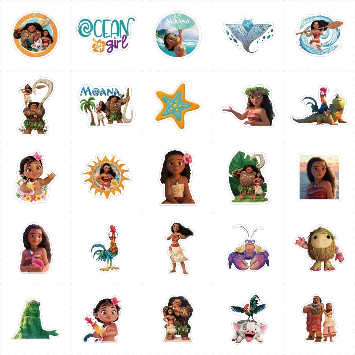 Shaoxing Keqiao Chengyou Textile Co.,Ltd Kids Birthday Moana Birthday Stickers, 25 Count 840482505347
