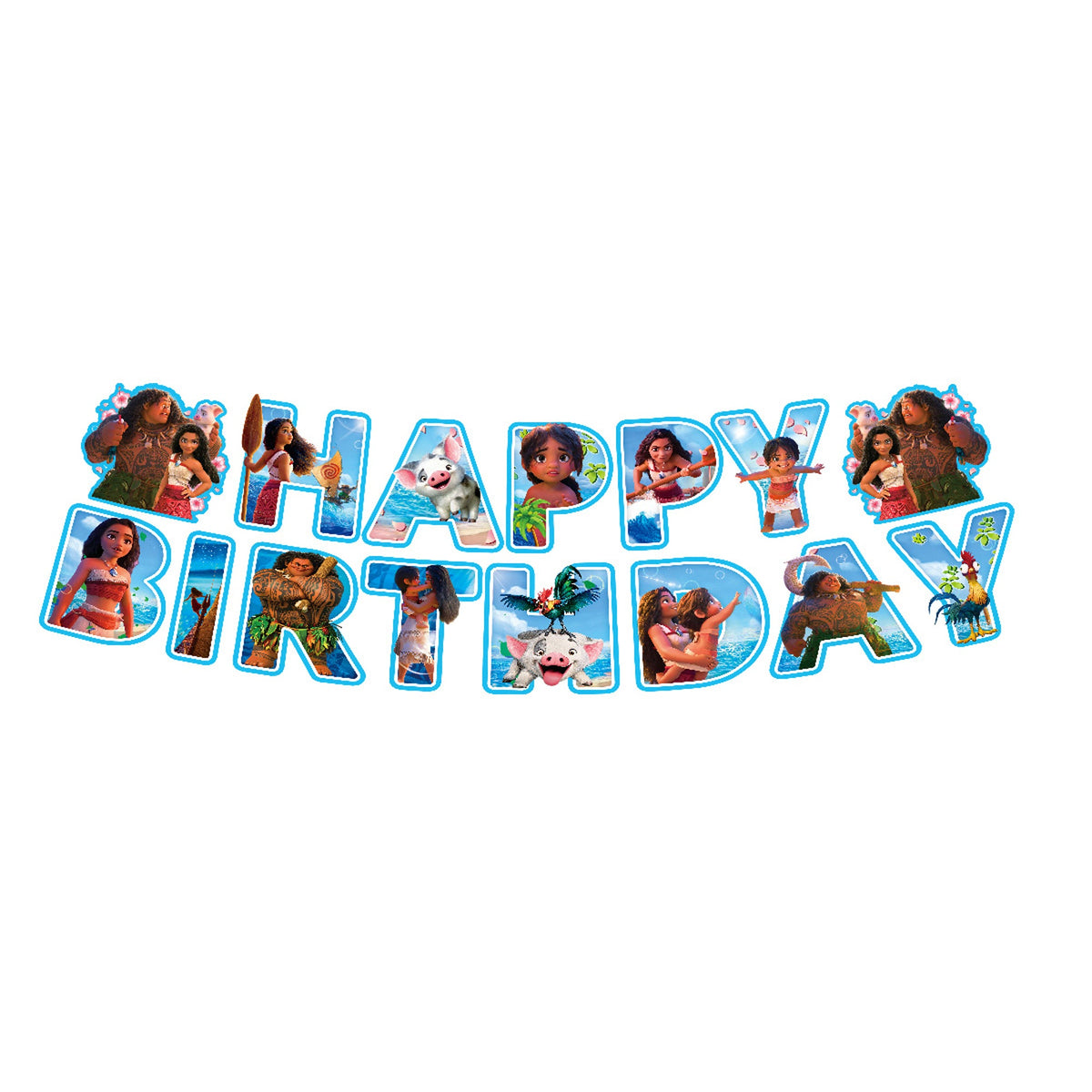 Shaoxing Keqiao Chengyou Textile Co.,Ltd Kids Birthday Moana Happy Birthday Paper Banner, 79 Inches, 1 Count 840482505224