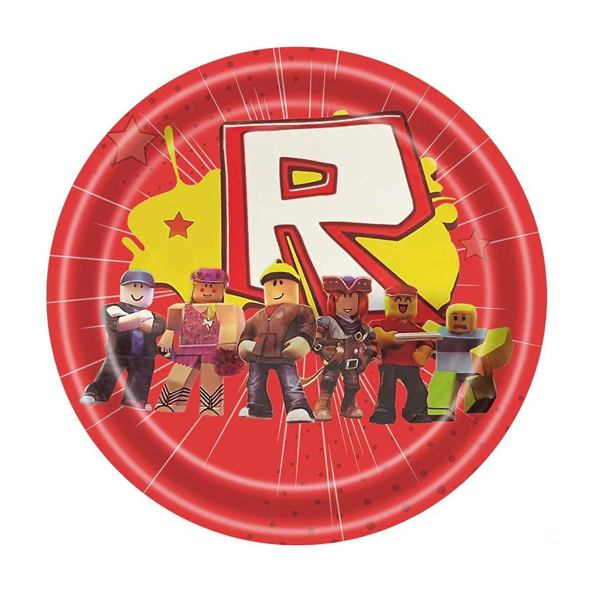 Shaoxing Keqiao Chengyou Textile Co.,Ltd Kids Birthday Roblox Round Dessert Paper Plates, 7 in, 10 Count 810077655177