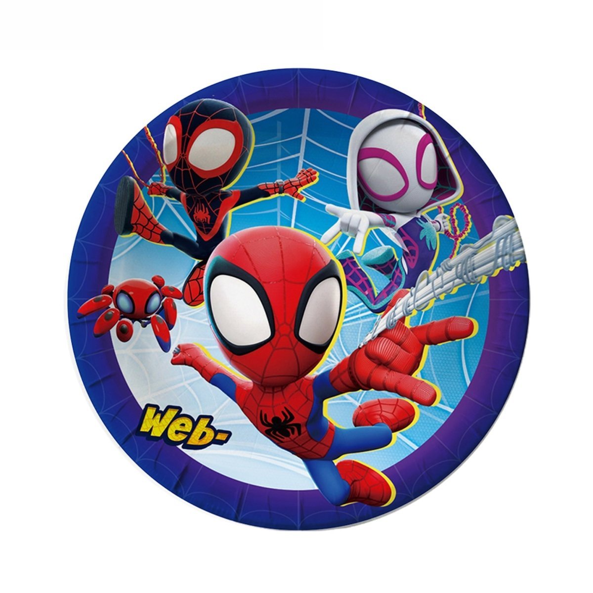Shaoxing Keqiao Chengyou Textile Co.,Ltd Kids Birthday Spidey Birthday Small Round Dessert Paper Plates, 7 Inches, 10 Count 840482505392