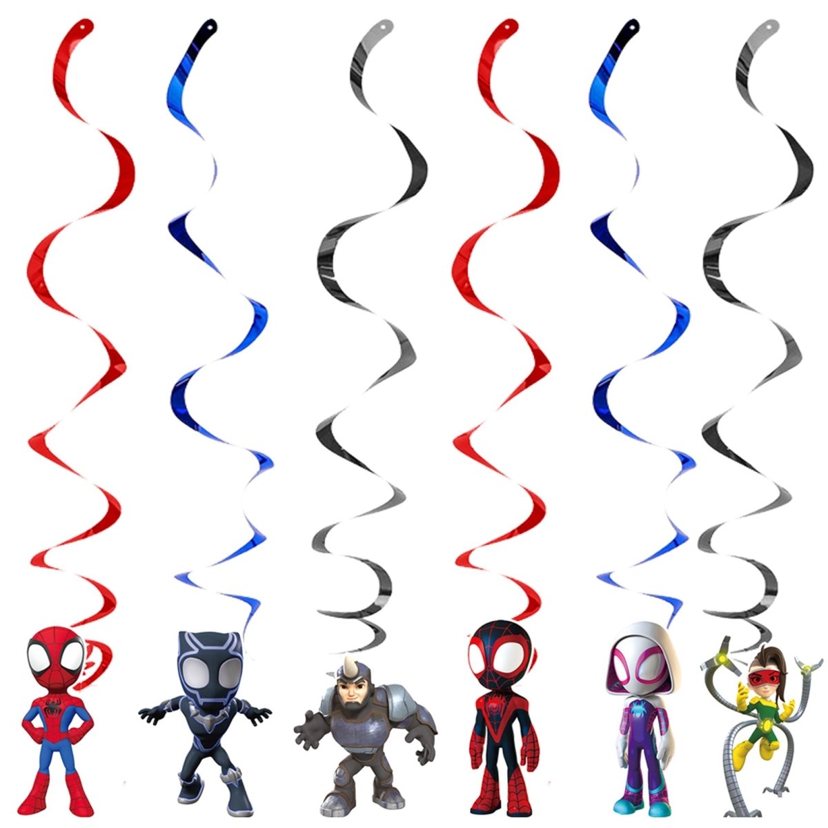 Shaoxing Keqiao Chengyou Textile Co.,Ltd Kids Birthday Spidey Birthday Spiral Decoration Kit with Cutouts, 6 Count 840482505446