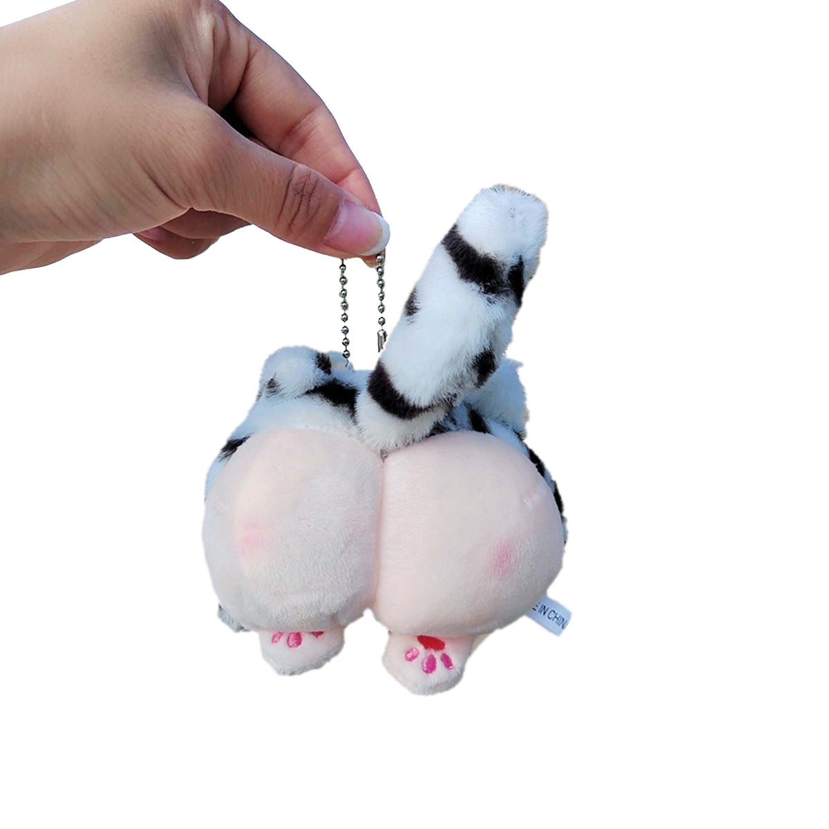 Shenzhen Huiboxin Electronics Co. Ltd Impulse Buying Cute Animal Bum Bum Plush Keychain, White and Black Cat, 1 Count 810120713274