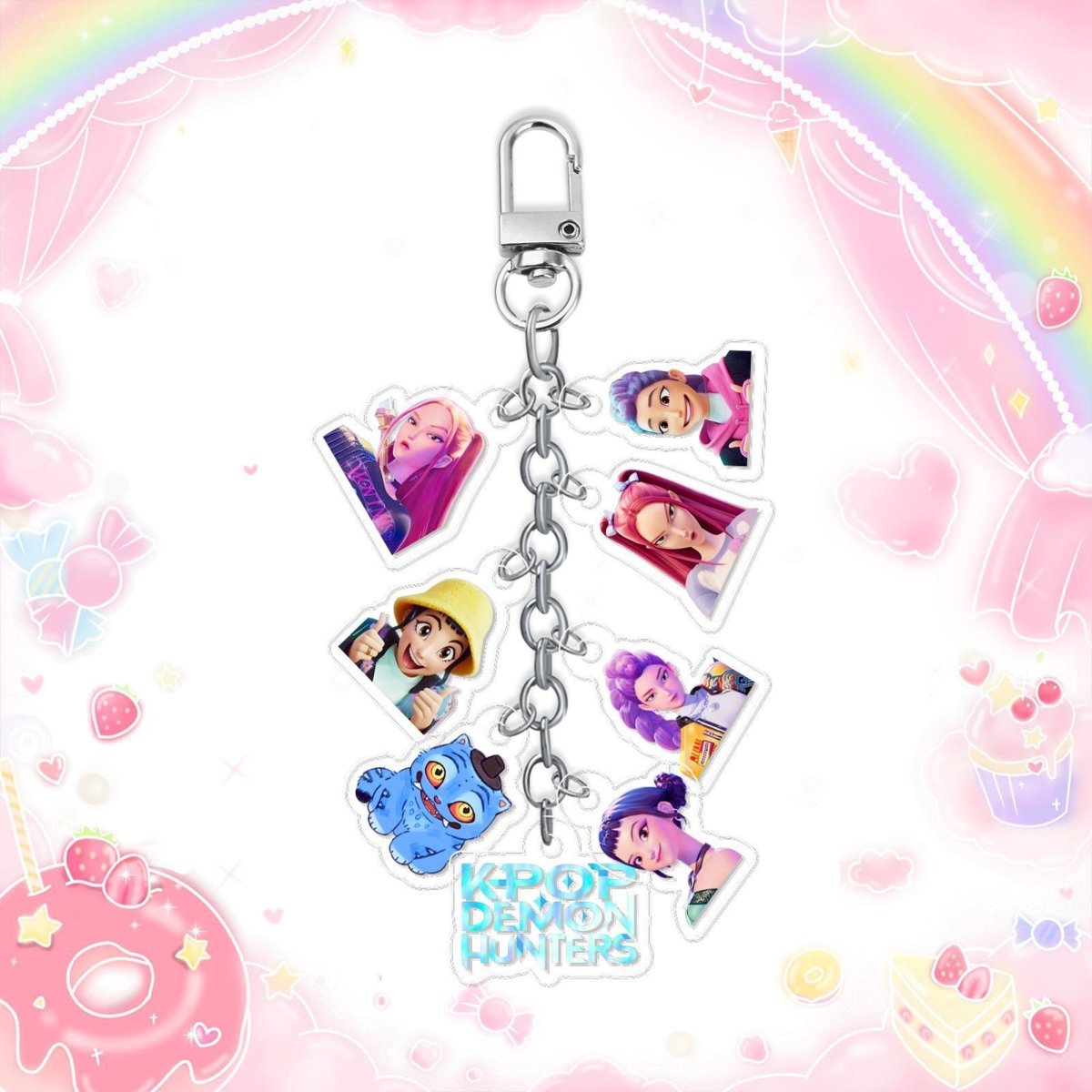 Shenzhen Huiboxin Electronics Co. Ltd Impulse Buying Kpop Anime Girls Keychain with Charms, Demon Hunter Inspired Pop Signer, 1 Count 840482507907
