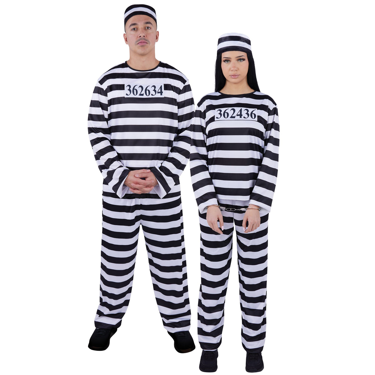 SHENZHEN PARTYGEARS DEVELOPMENT CO. LTD Costumes Jailbird Costume for Adults, Black and White Striped Pants and Top