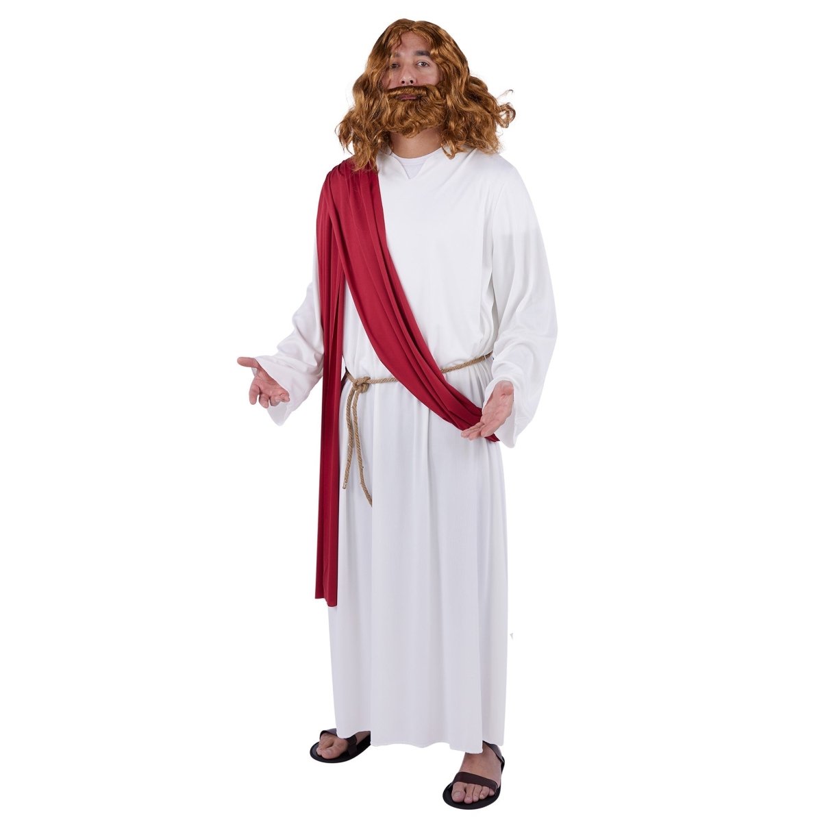 Jesus Costume for Adults, White Robe with Red Sash | Party Expert