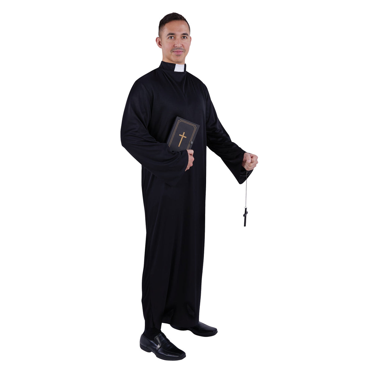 SHENZHEN PARTYGEARS DEVELOPMENT CO. LTD Costumes Priest Costume for Adults, Black Cassock with Chaplet 810077658888