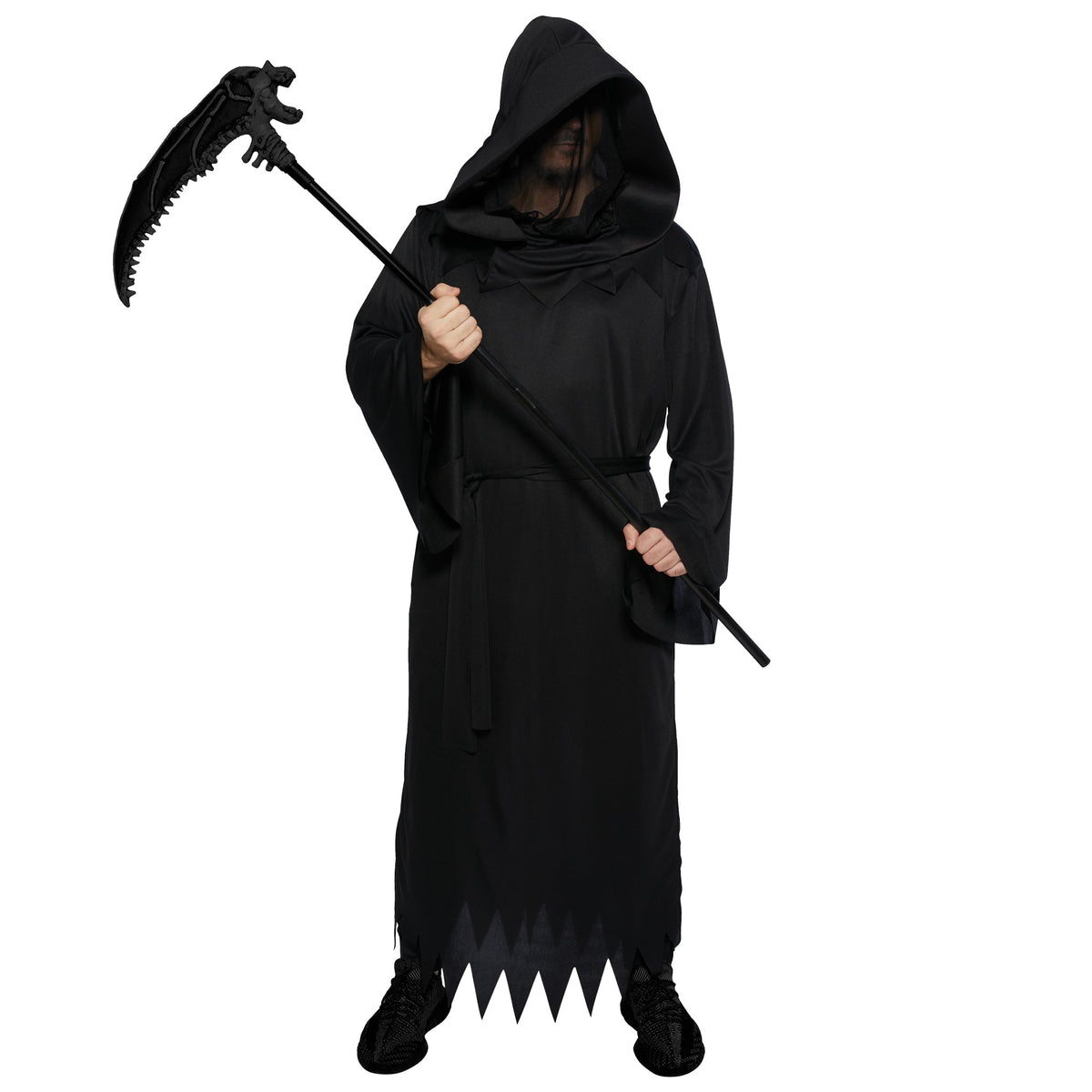 SHENZHEN PARTYGEARS DEVELOPMENT CO. LTD Costumes The Reaper Costume for Plus Size Adults, Black Robe with Mask and Belt 810077659380