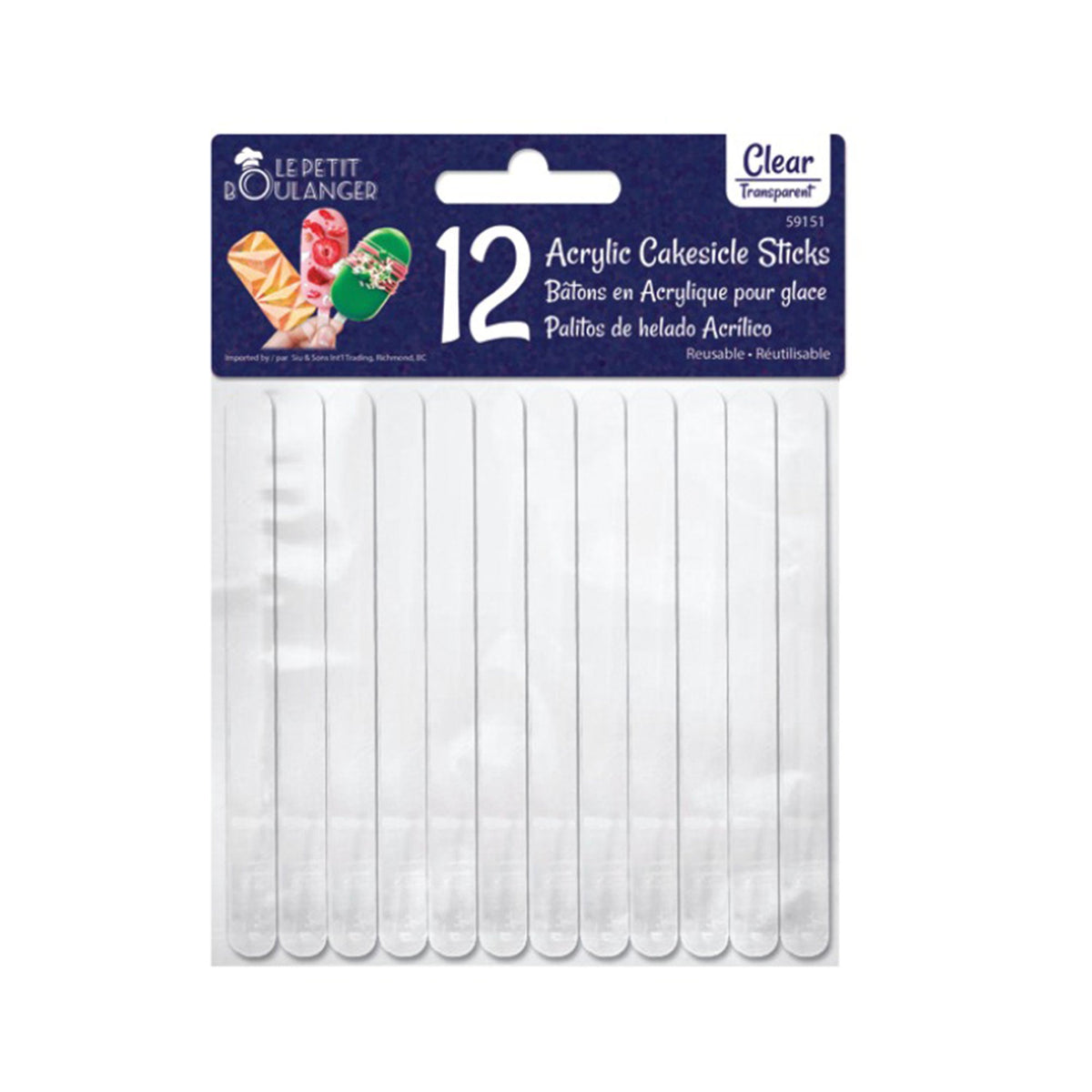 SIU & SONS INT'L TRADING Cake Supplies Clear Acrylic Cakesicle Stick, 12 count