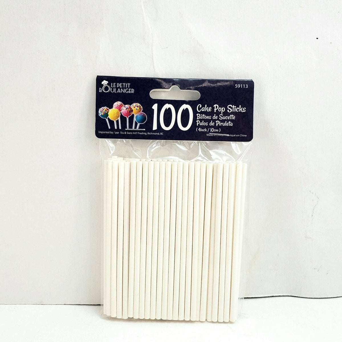 SIU & SONS INT'L TRADING Cake Supplies White  Cake Pop Stick, 4 Inches, 100 count