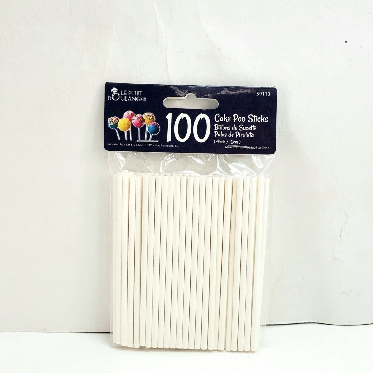 SIU & SONS INT'L TRADING Cake Supplies White  Cake Pop Stick, 4 Inches, 100 count