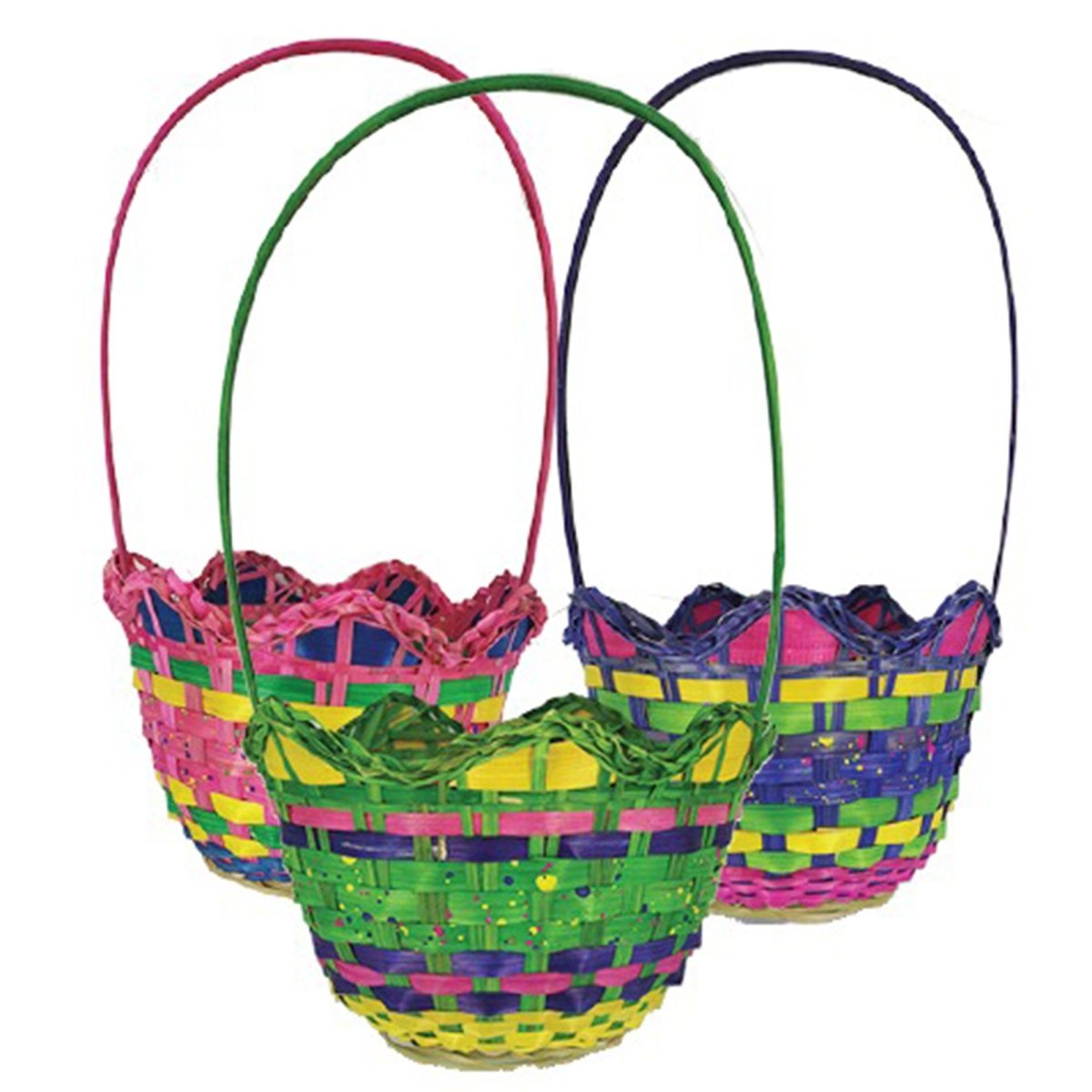 SIU & SONS INT'L TRADING Easter Easter Colorful Woven  Basket, Assortment, 1 Count 801362801225