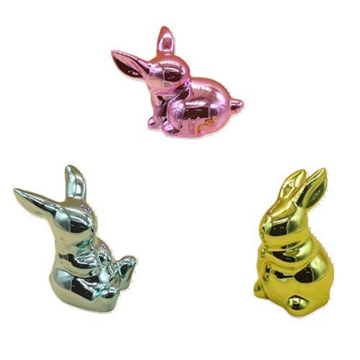 SIU & SONS INT'L TRADING Easter Metallic Easter Bunny Decoration, Assortment, 1 Count 801362801362