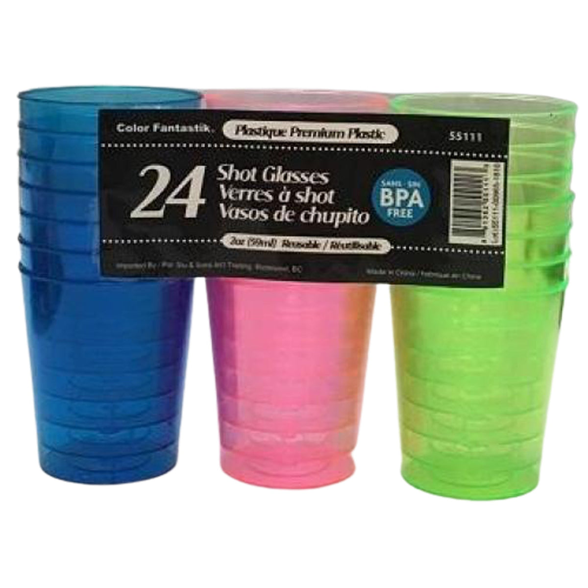SIU & SONS INT'L TRADING Everyday Entertaining Neon Shot Glasses, 2oz, 24 Count