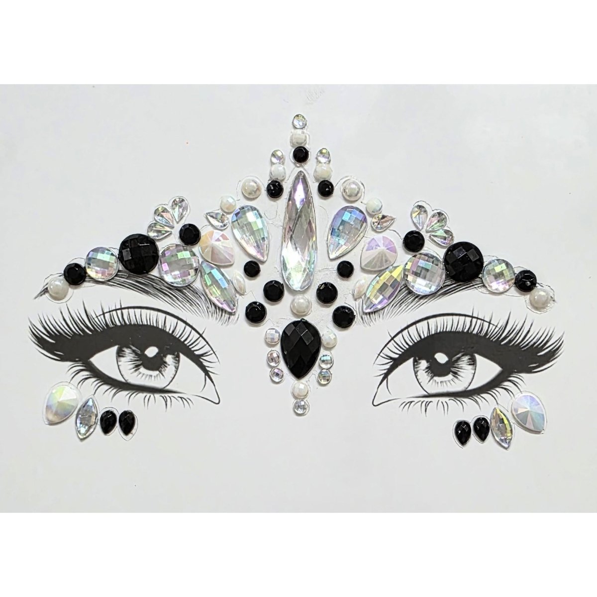 SS INTERNATIONALS Costume Accessories Black and Iridescent Face Art Crystal Stickers, 1 Count 840482505620