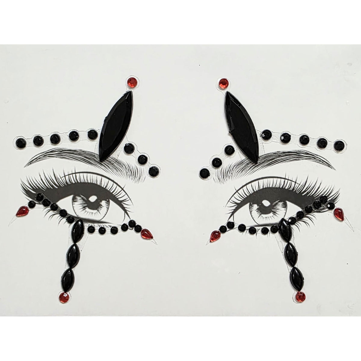 SS INTERNATIONALS Costume Accessories Black and Red Clown Face Art Crystal Stickers, 1 Count 840482505705