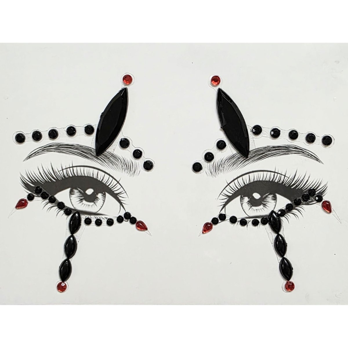 SS INTERNATIONALS Costume Accessories Black and Red Clown Face Art Crystal Stickers, 1 Count 840482505705