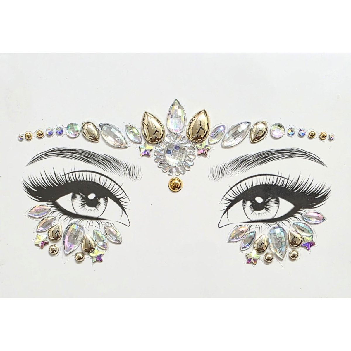 SS INTERNATIONALS Costume Accessories Gold Face Art Crystal Stickers, 1 Count 840482505682