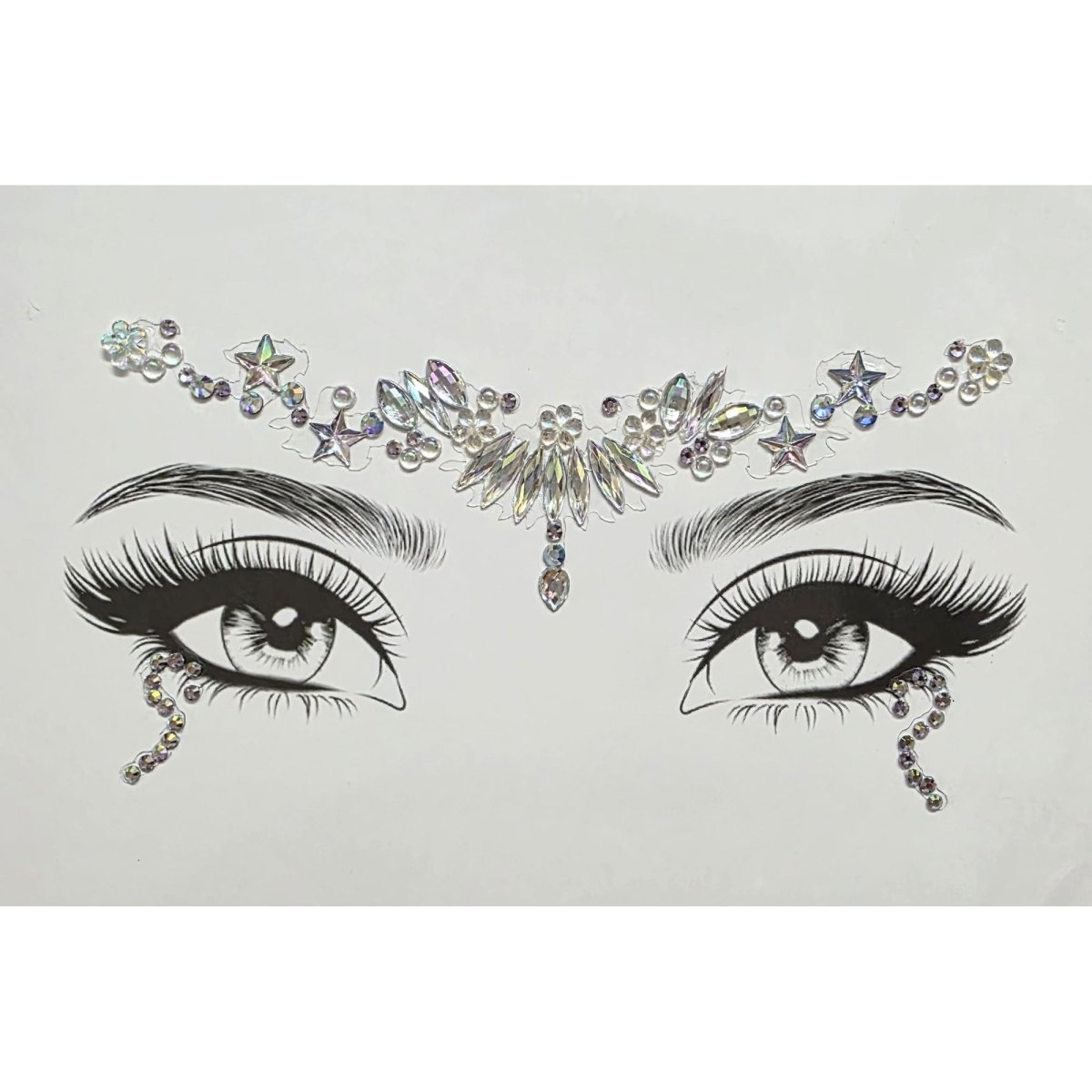 SS INTERNATIONALS Costume Accessories Iridescent Fairy Face Art Crystal Stickers, 1 Count 840482505712