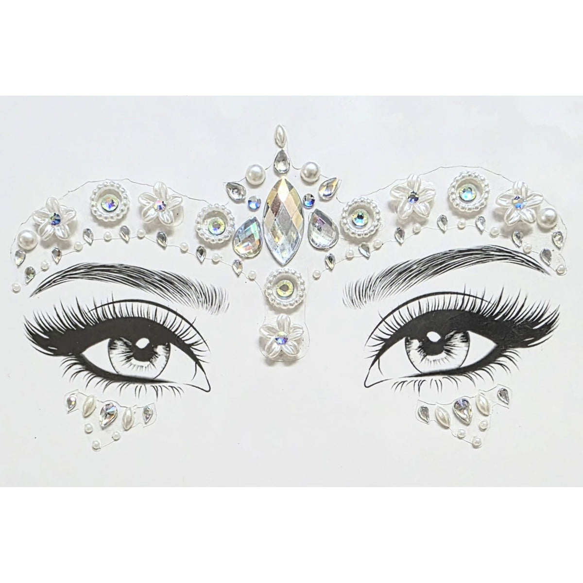 SS INTERNATIONALS Costume Accessories Iridescent Flower Face Art Crystal Stickers, 1 Count 840482505675