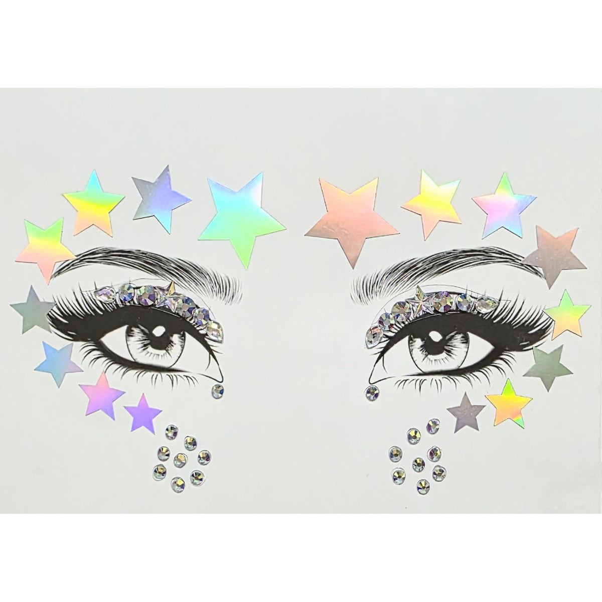 SS INTERNATIONALS Costume Accessories Iridescent Stars Face Art Crystal Stickers, 1 Count 840482505699