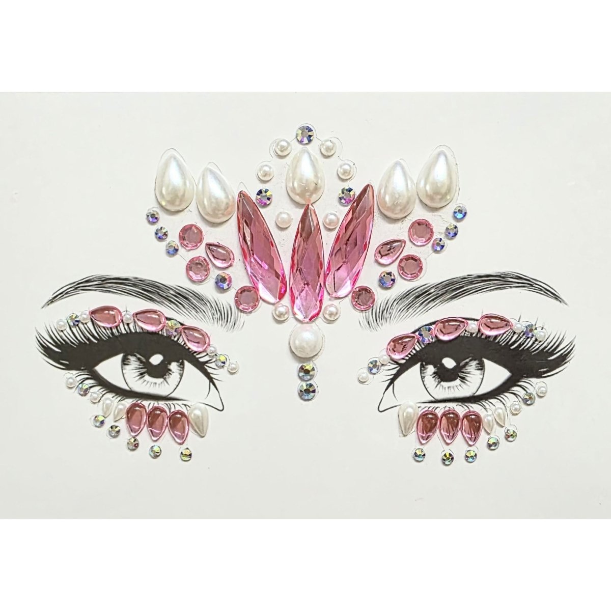 SS INTERNATIONALS Costume Accessories Pink Pearl Face Art Crystal Stickers, 1 Count 840482505668