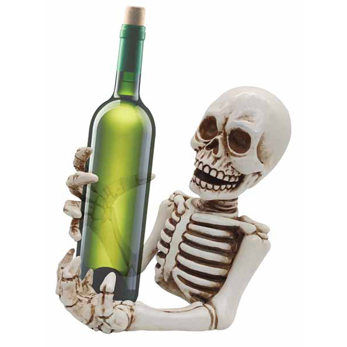 SUNSTAR INDUSTRIES Halloween Resin Skeleton Wine Holder, 8 Inches, 1 Count 762543484364