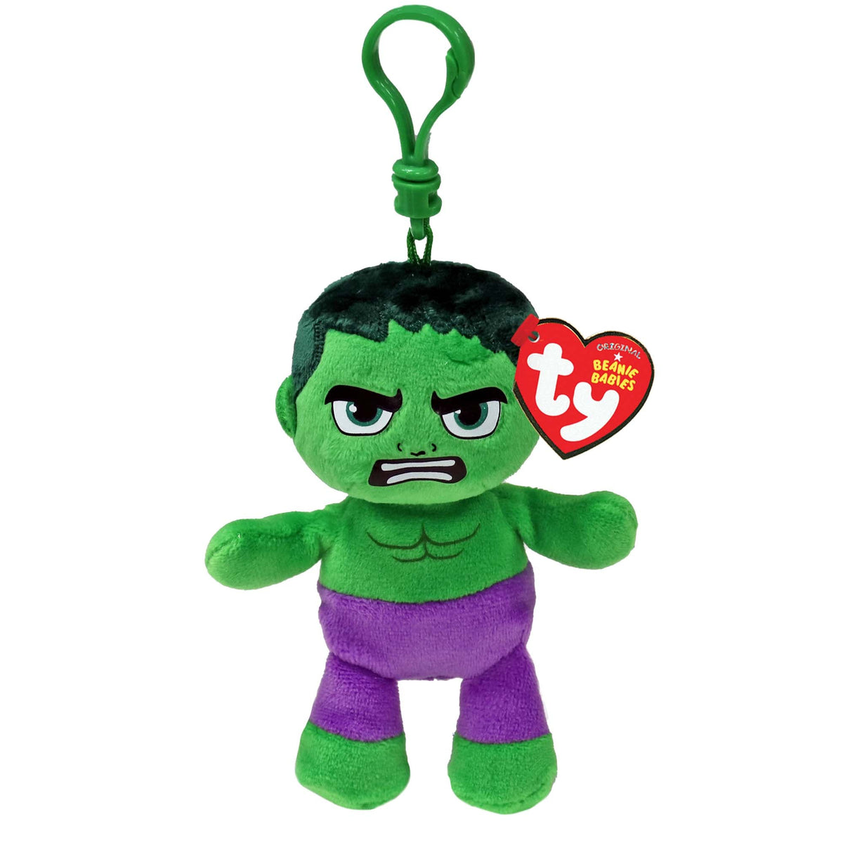 TY INC Plushes Marvel TY Beanie Boos Plush with Clip, Hulk, 5 Inches, 1 Count