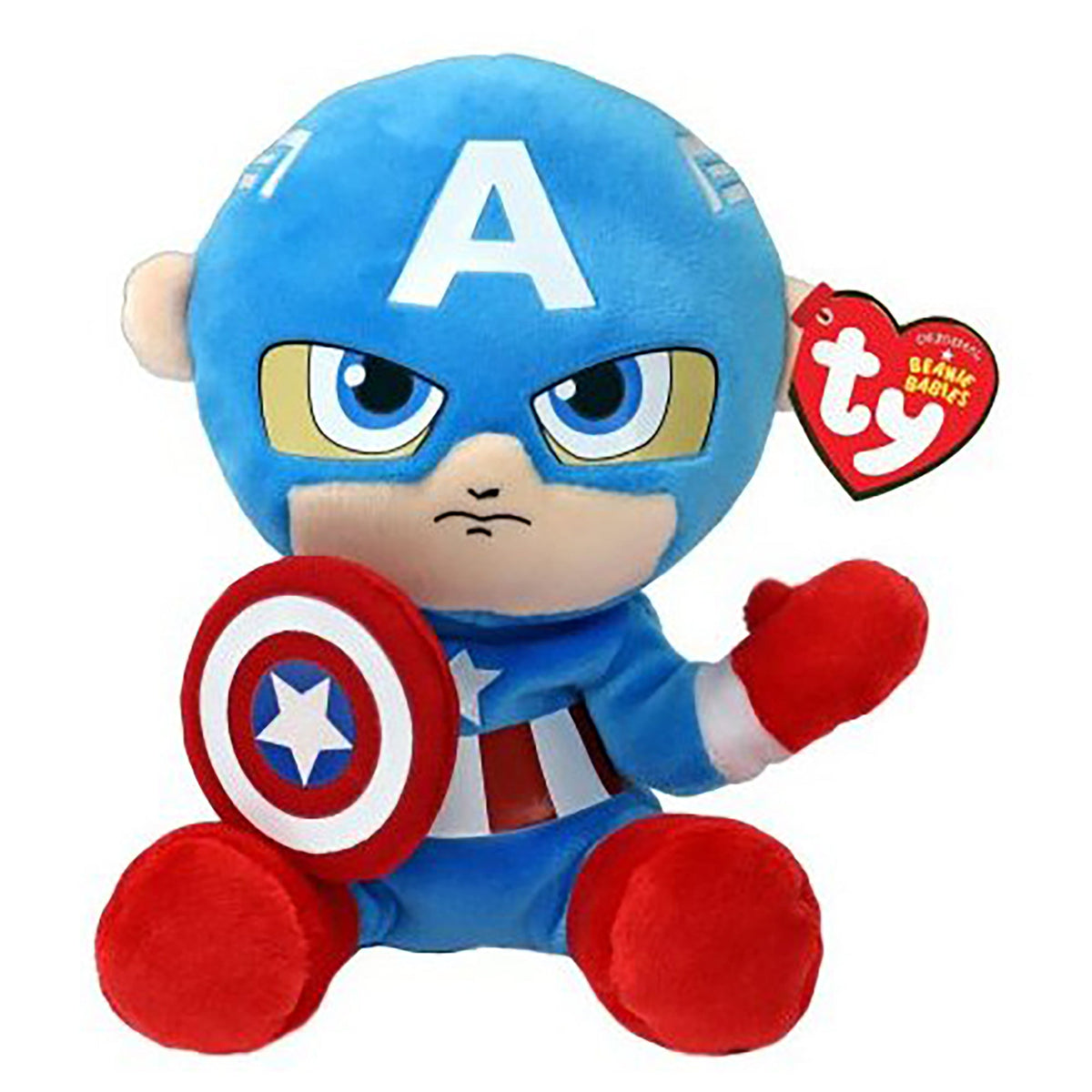 TY INC Plushes TY Marvel Soft Plush, Captain America, 8 Inches, 1 Count 008421440023